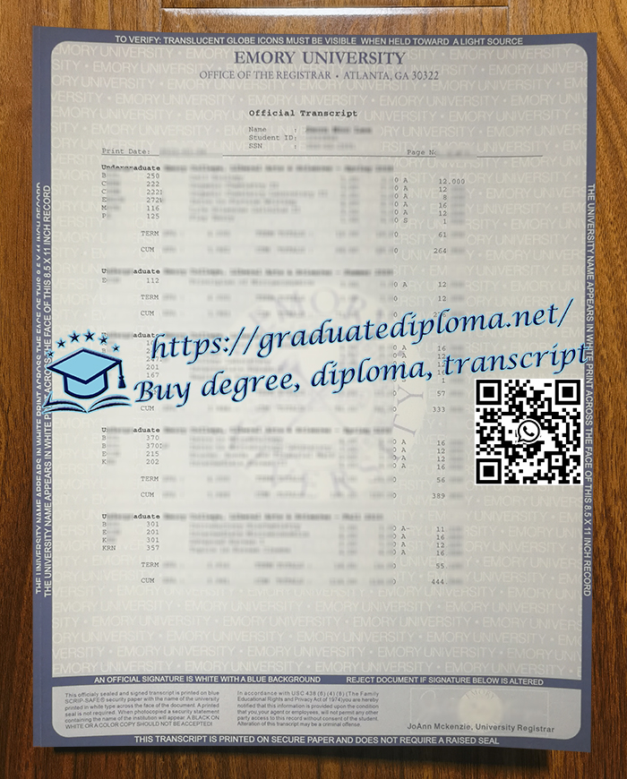 Emory University transcript