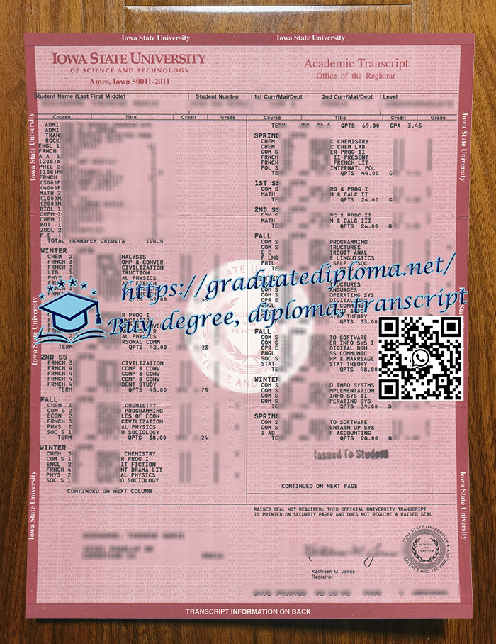 Iowa State University transcript