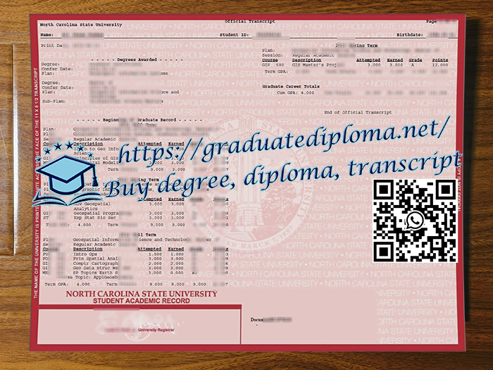 North Carolina State University transcript