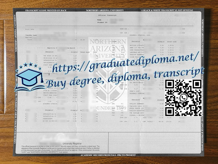 Northern Arizona University transcript