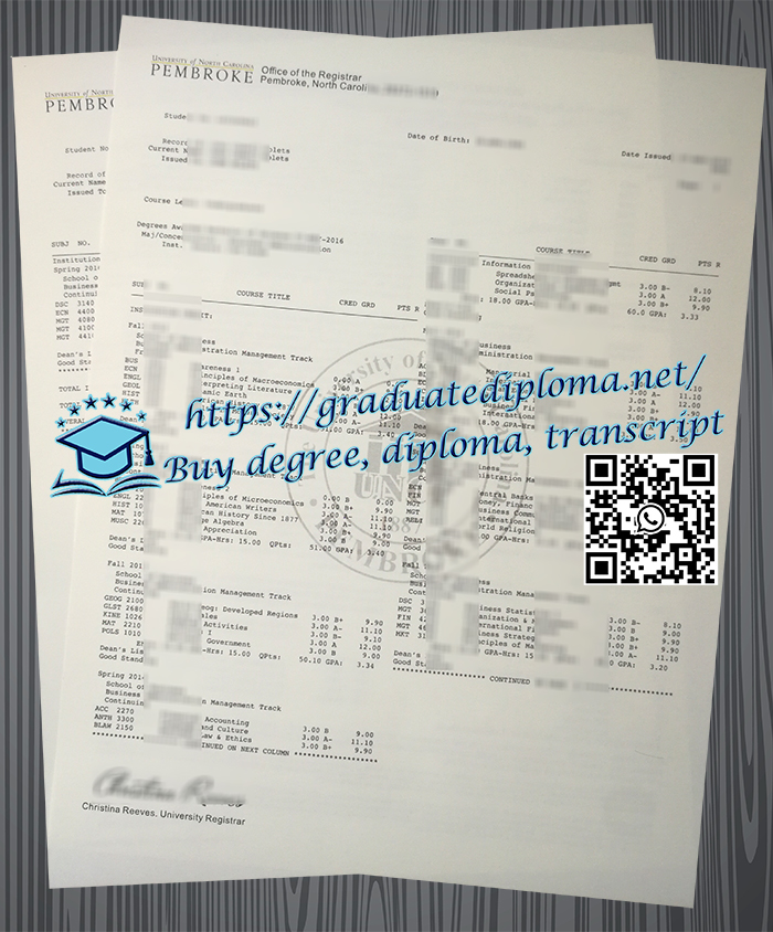 University of North Carolina at Pembroke transcript