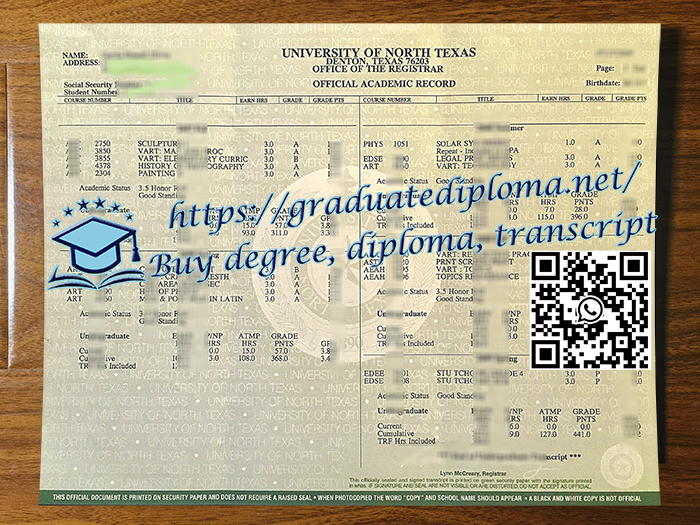 University of North Texas transcript