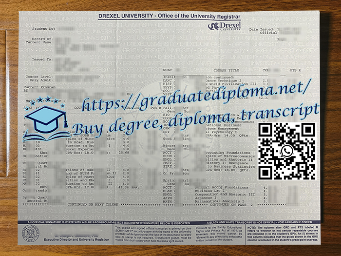 Drexel University transcript