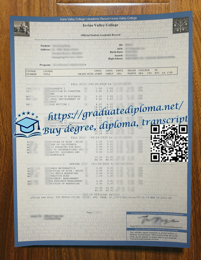 Irvine-Valley-College-transcript