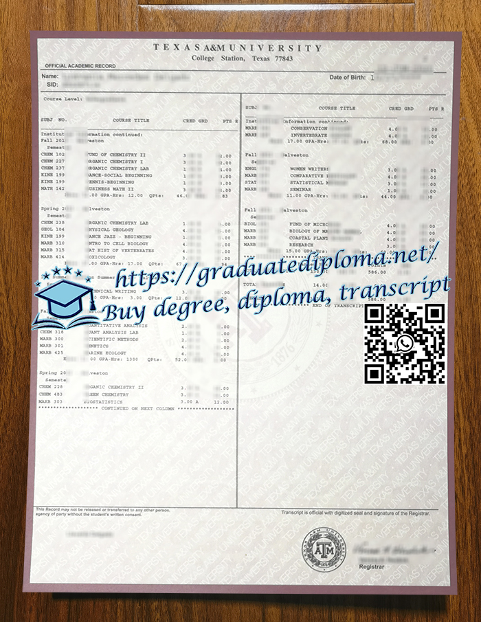 Texas A&M University transcript
