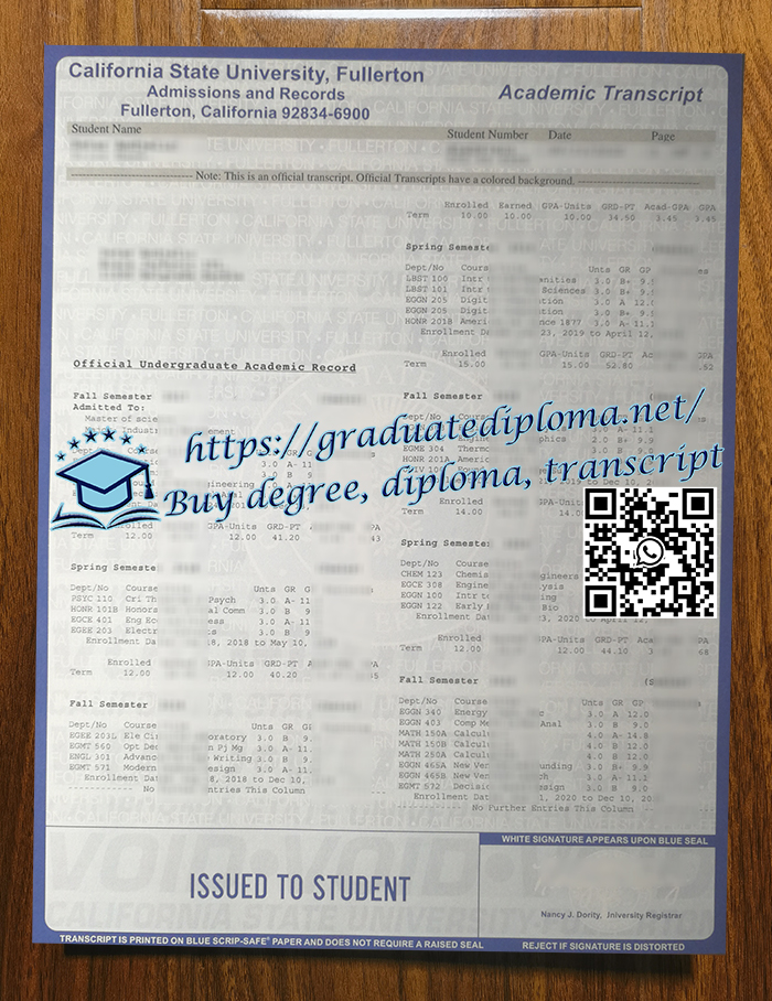 Cal State Fullerton transcript