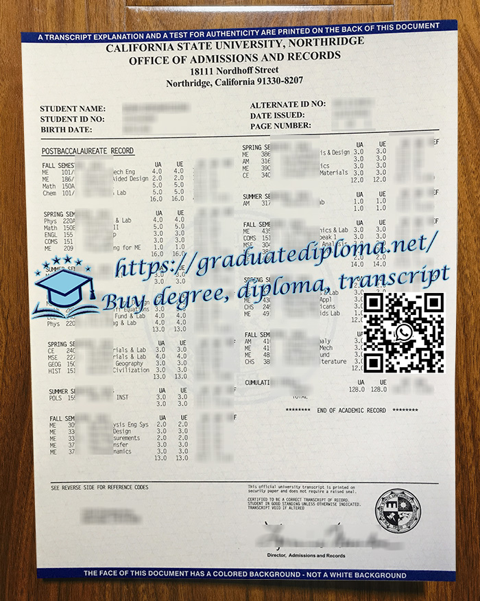 Cal State Northridge transcript