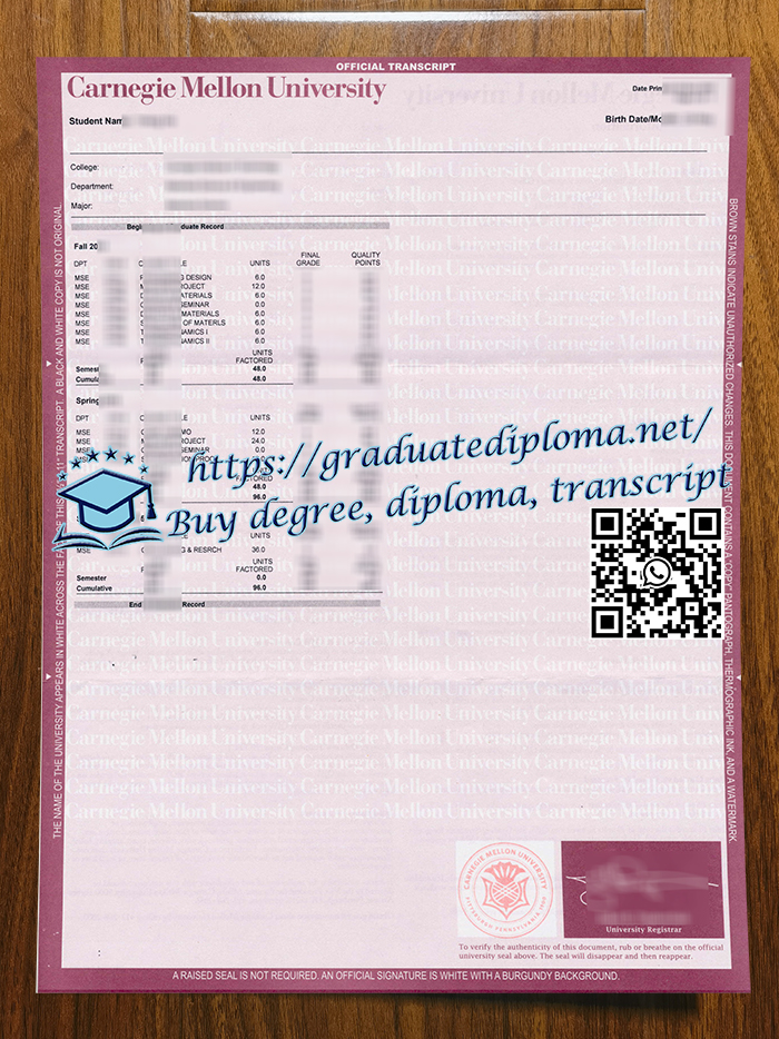 Carnegie Mellon University transcript