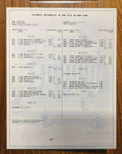 Columbia University transcript