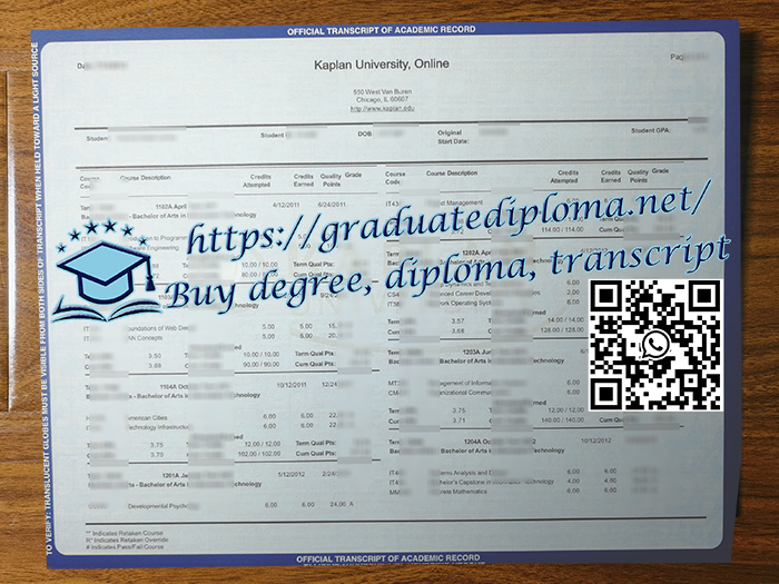 Kaplan University transcript