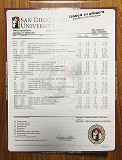 San Diego State University transcript