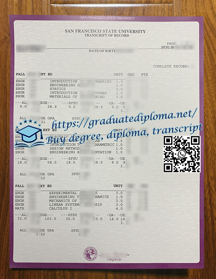 San Francisco State University transcript