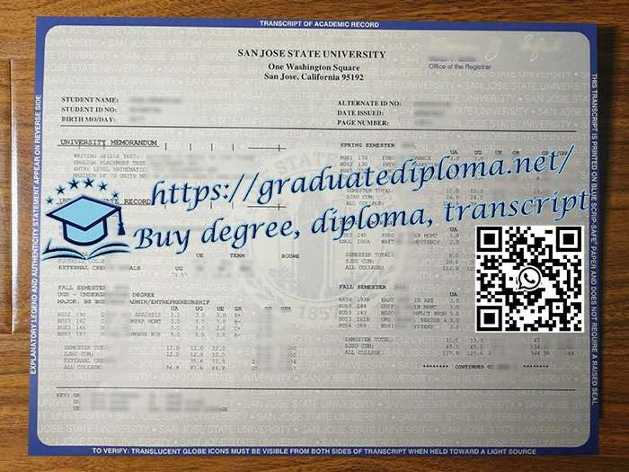 San Jose State University transcript