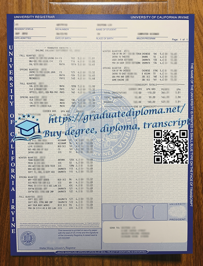 UC Irvine transcript