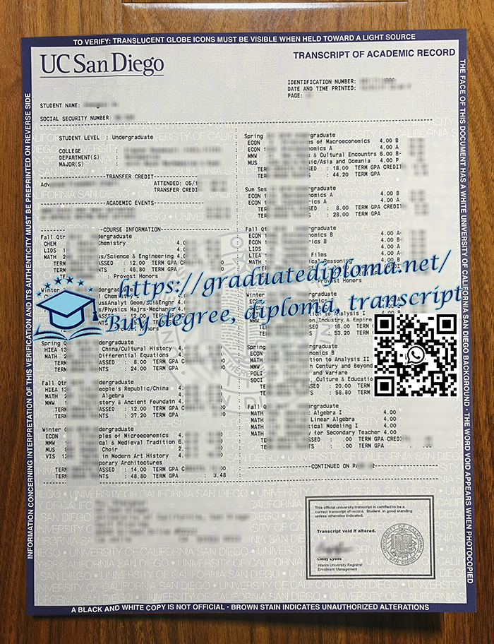 UC San Diego transcript