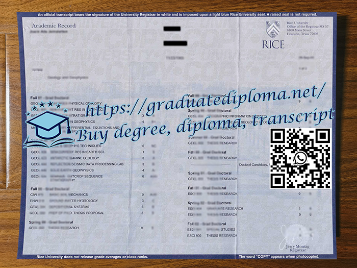Rice University transcript