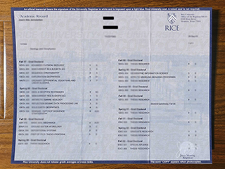 Rice University transcript