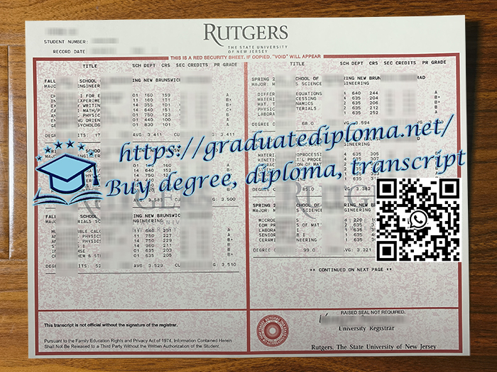 Rutgers University transcript