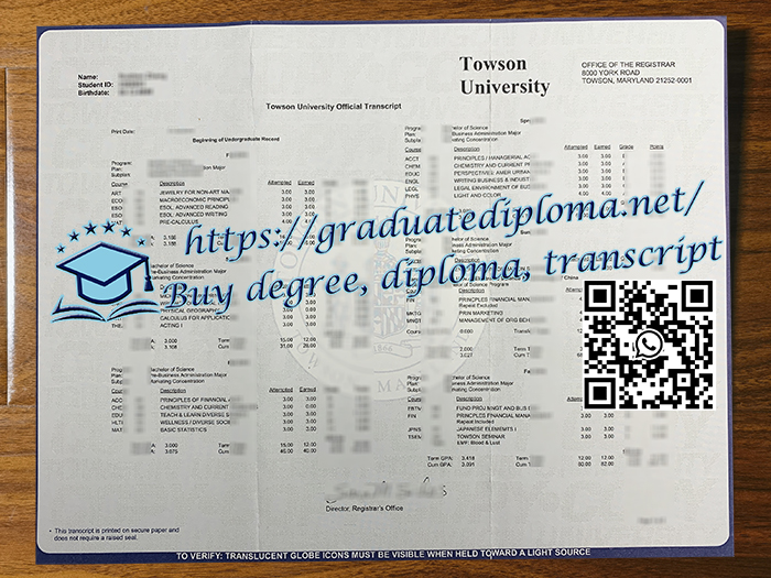 Towson University transcript