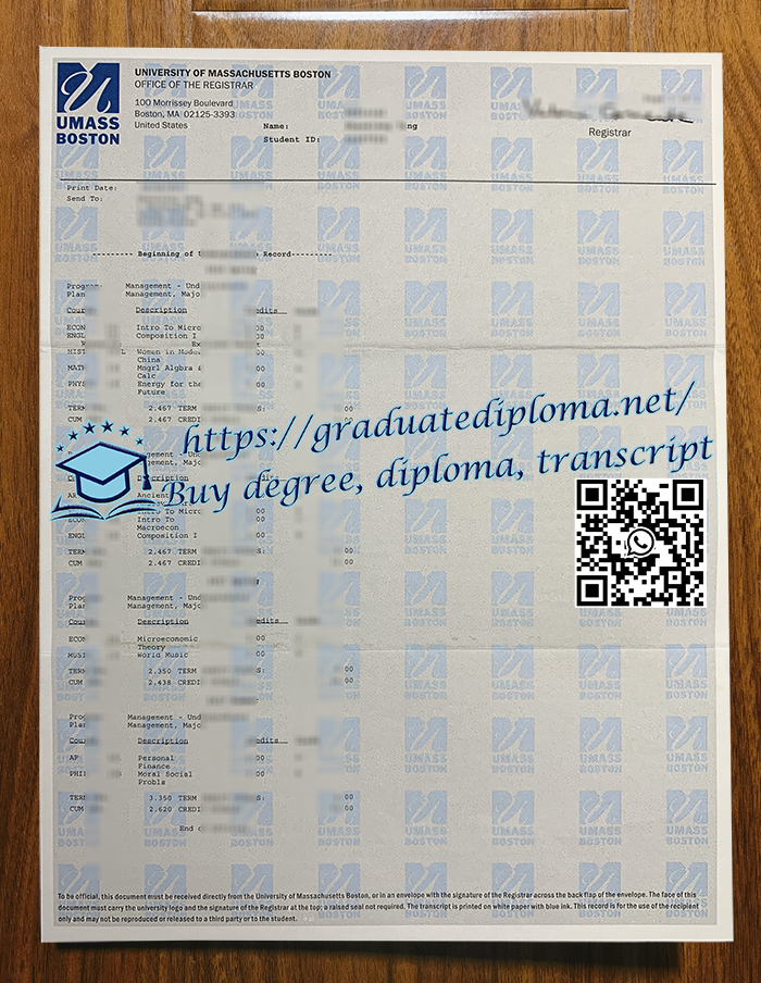 UMass Boston transcript