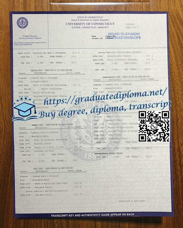 University of Connecticut transcript
