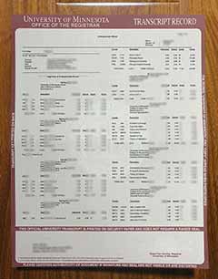 University of Minnesota transcript