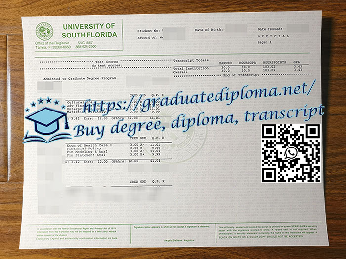 University of South Florida transcript