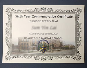 Hamilton Grammar School certificate