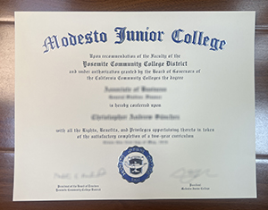 Modesto Junior College diploma