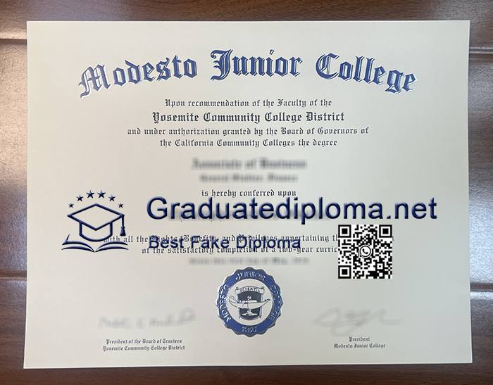 Modesto Junior College diploma